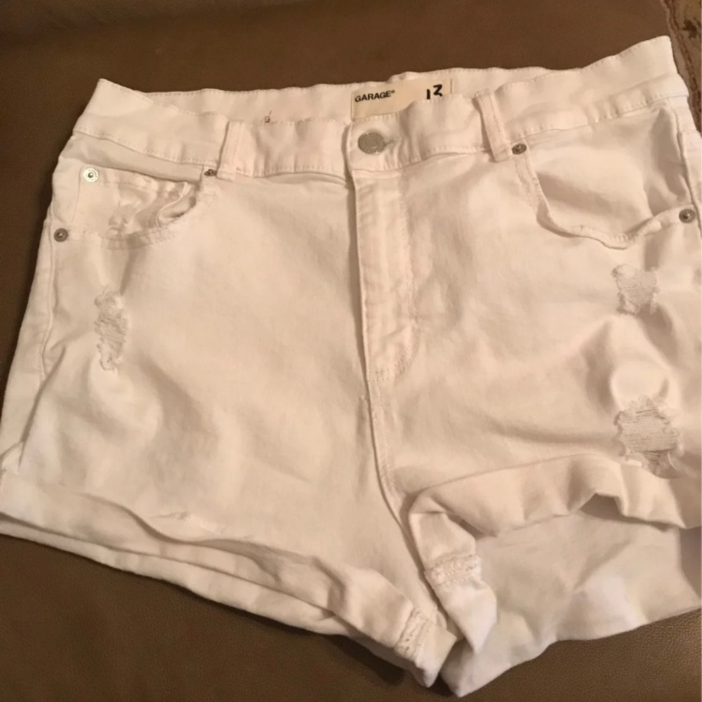 Garage White Denim Shorts